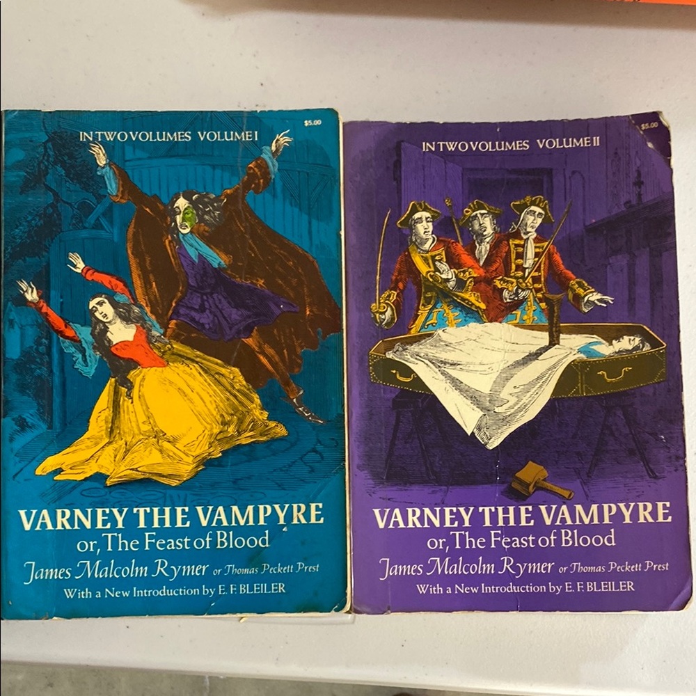 Original Paperbacks Varney the Vampyre Books - Blue and Purple Covers Set